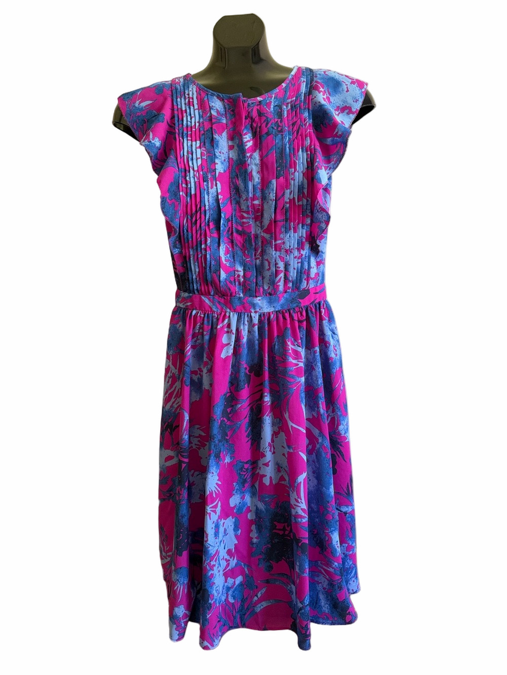 Banana Republic Pink and Blue Floral Midi Dress, Size S